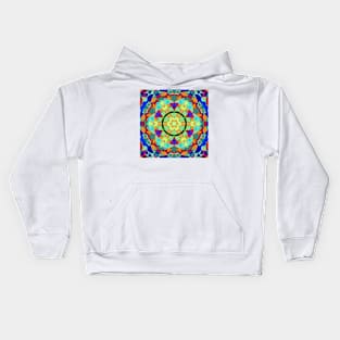 Retro Mandala Flower Orange Green and Blue Kids Hoodie